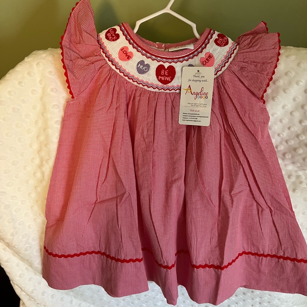 Boutique brand smocked valentines day dress 18-24months